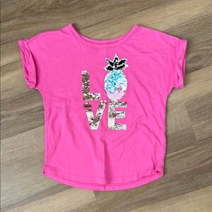 Pink Kids Shirt with Sequin Pineapple Design